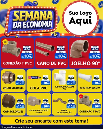 Modelo de Rede Social para Feed Instagram com o tema Semana da Economia para Tubos e conexões