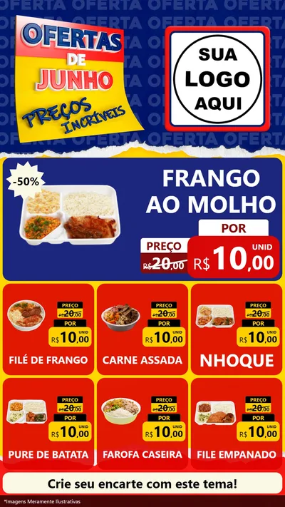 Modelo de Rede Social para Stories com o tema Ofertas de Junho - Preços Incríveis para Restaurante