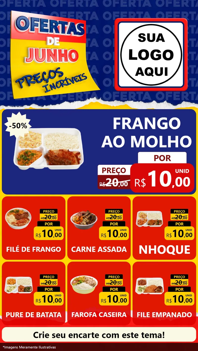 Modelo de Rede Social para Stories com o tema Ofertas de Junho - Preços Incríveis para Restaurante