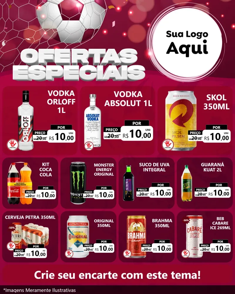 Modelo de Rede Social para Feed Instagram com o tema Ofertas Especiais - Futebol para Distribuidora de bebidas