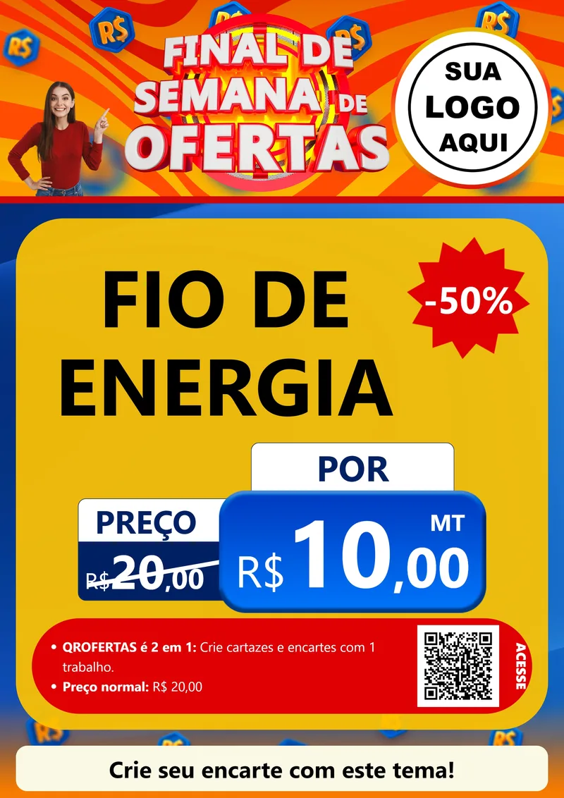 Modelo de Cartaz para Cartaz A4 Vertical com o tema Final de Semana de Ofertas para Materiais Elétricos