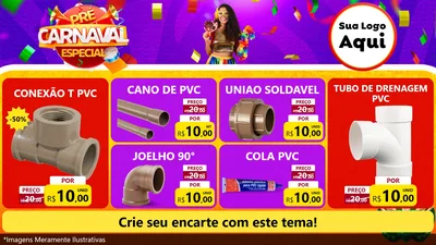 Modelo de TV para TV Horizontal com o tema Pré-Carnaval Especial para Tubos e conexões