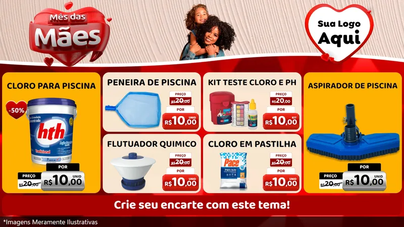 Modelo de TV para TV Horizontal com o tema Mês das Mães para Produtos para Piscina
