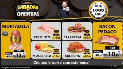 Modelo de TV para TV Horizontal com o tema Sabadão de Ofertas para Frios e Laticínios