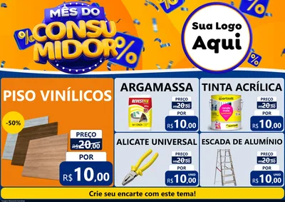Modelo de Encarte para Encarte A4 Horizontal com o tema Mês do Consumidor para Material para Construção