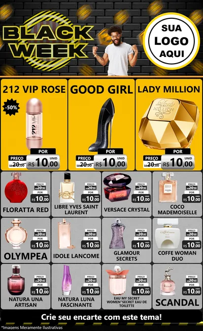 Modelo de Encarte para Encarte Grande com o tema Black Week para Perfumes