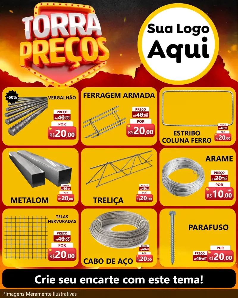 Modelo de Rede Social para Feed Instagram com o tema Torra Preços para Ferragens
