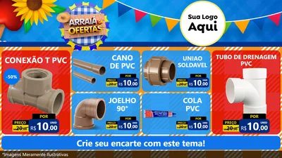 Modelo de TV para TV Horizontal com o tema Arraiá de Ofertas para Tubos e conexões