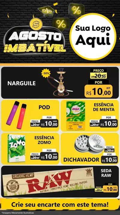 Modelo de TV para TV Vertical com o tema Agosto Imbatível para Tabacaria