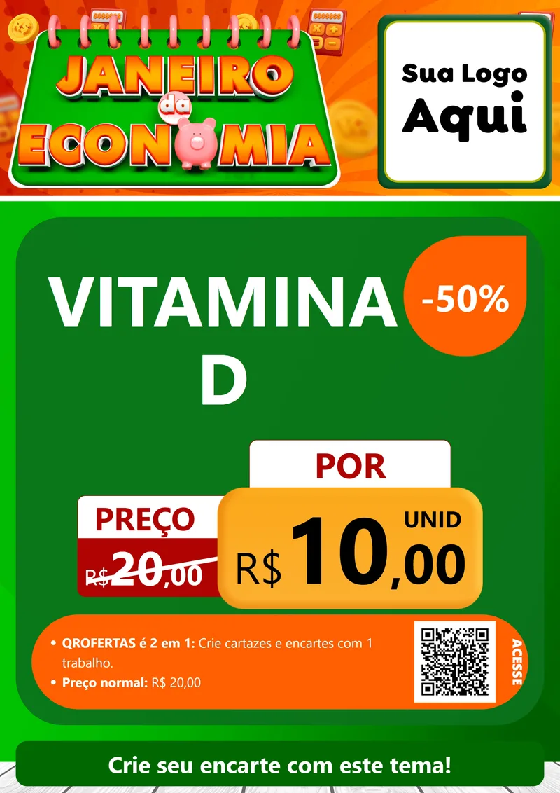 Modelo de Cartaz para Cartaz A4 Vertical com o tema Janeiro da Economia para Farmácia