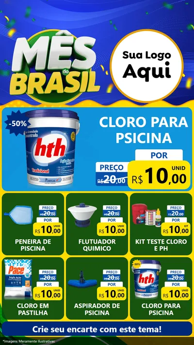 Modelo de Rede Social para Stories com o tema Mês do Brasil para Produtos para Piscina