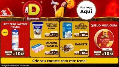 Modelo de TV para TV Horizontal com o tema Dia D Economia para Frios e Laticínios