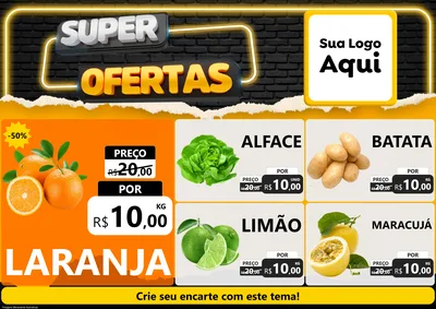 Modelo de Encarte para Encarte A4 Horizontal com o tema Super Ofertas para Hortifrúti