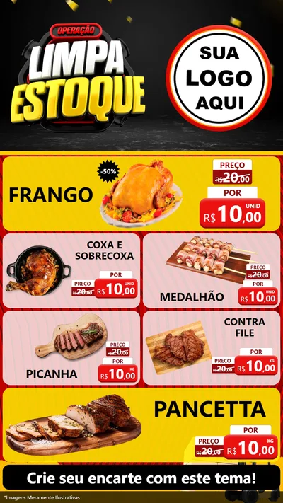 Modelo de TV para TV Vertical com o tema Operação Limpa Estoque para Assados