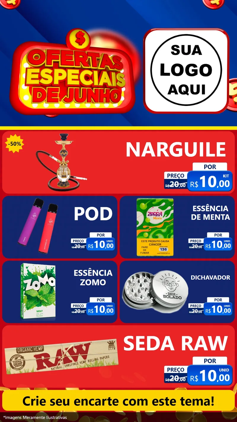 Modelo de TV para TV Vertical com o tema Ofertas Especiais de Junho para Tabacaria