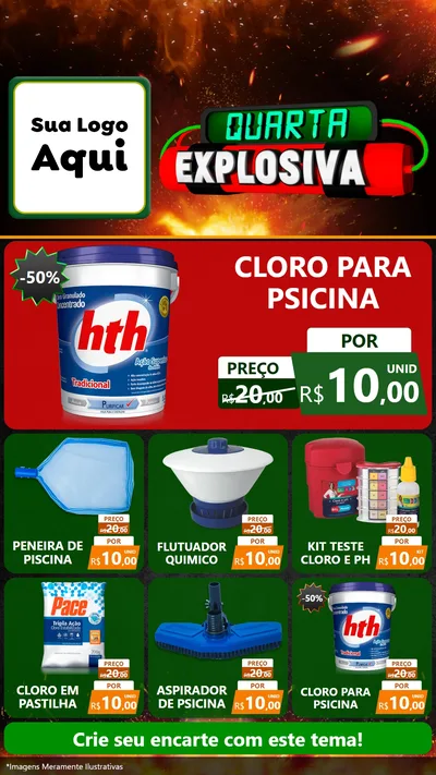 Modelo de Rede Social para Stories com o tema Quarta Explosiva para Produtos para Piscina