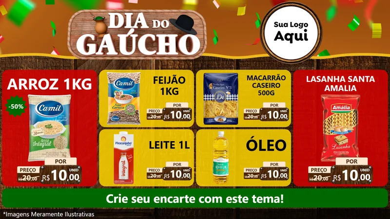 Modelo de TV para TV Horizontal com o tema Dia do Gaúcho para Supermercado