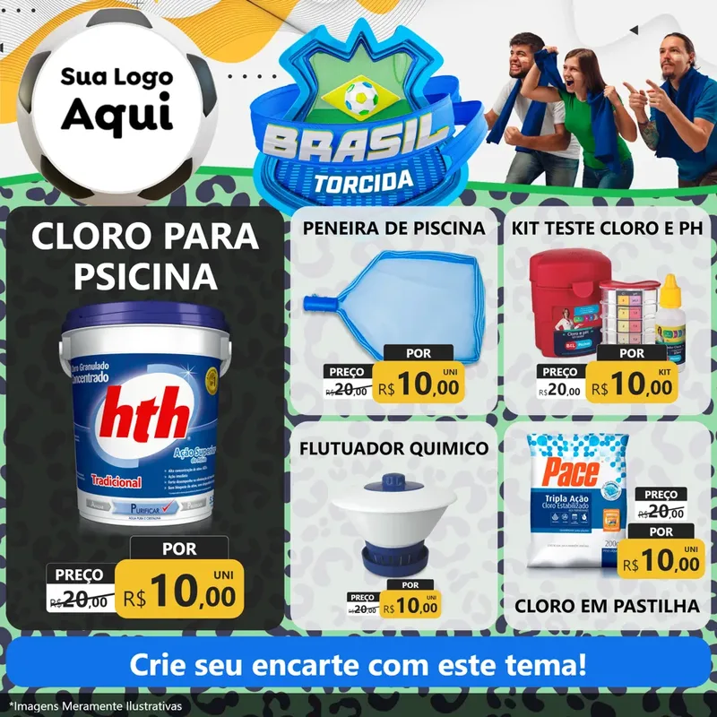 Modelo de Rede Social para Feed Facebook com o tema Brasil Torcida - Copa para Produtos para Piscina