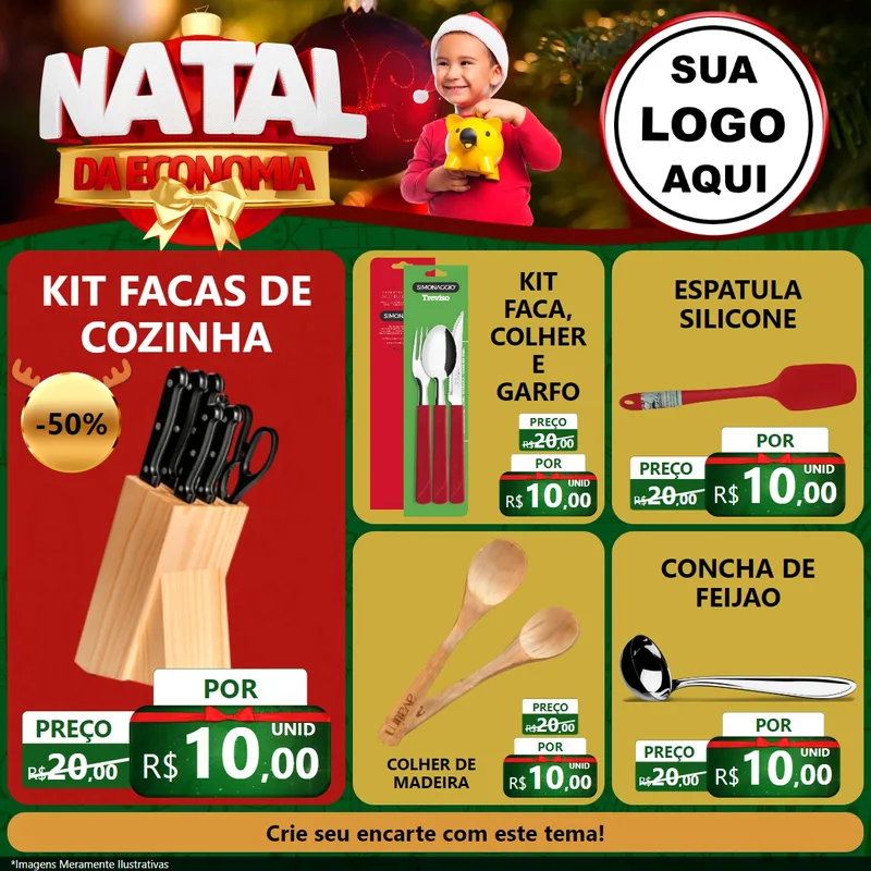 Modelo de Rede Social para Feed Facebook com o tema Natal da Economia para Utilidades Domésticas