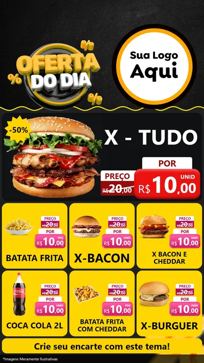 Modelo de Rede Social para Stories com o tema Oferta Do Dia para Hamburgueria