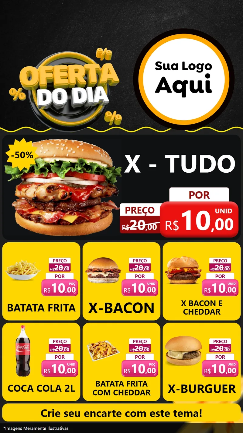 Modelo de Rede Social para Stories com o tema Oferta Do Dia para Hamburgueria