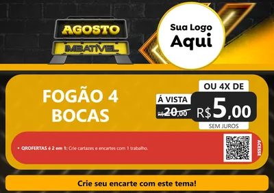 Modelo de Cartaz para Cartaz A4 Horizontal com o tema Agosto Imbatível para Móveis e Eletro