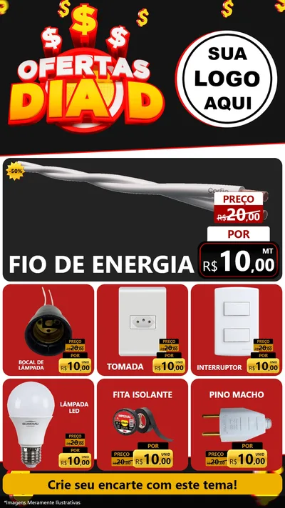 Modelo de Rede Social para Stories com o tema Ofertas Dia D para Materiais Elétricos