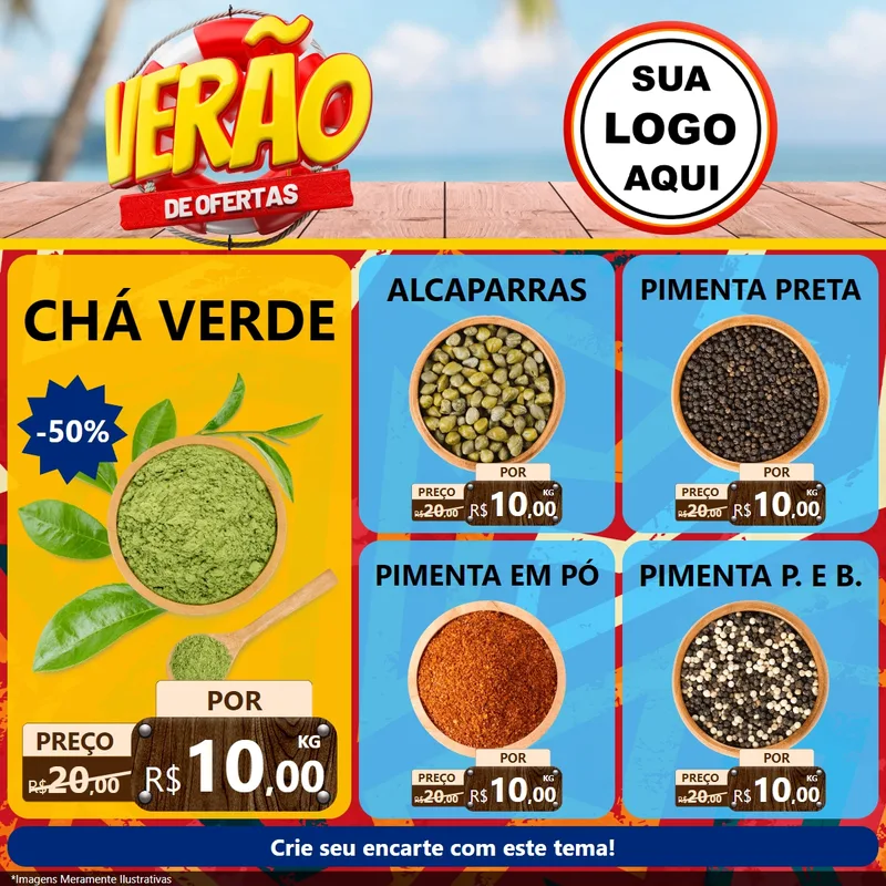 Modelo de Rede Social para Feed Facebook com o tema Verão de Ofertas para Produtos Naturais
