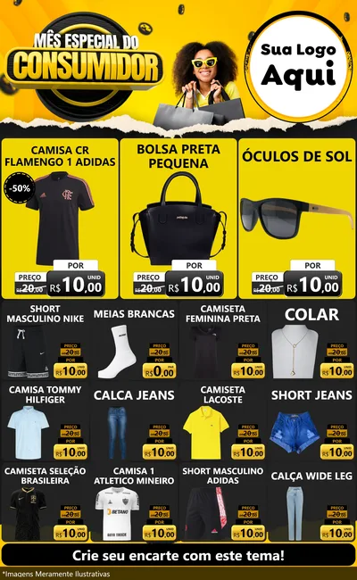 Modelo de Encarte para Encarte Grande com o tema Mês Especial do Consumidor para Roupas e acessórios