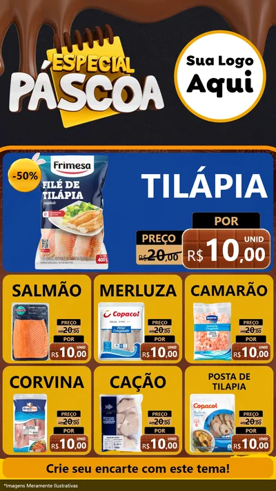 Modelo de Rede Social para Stories com o tema Especial Páscoa para Peixaria