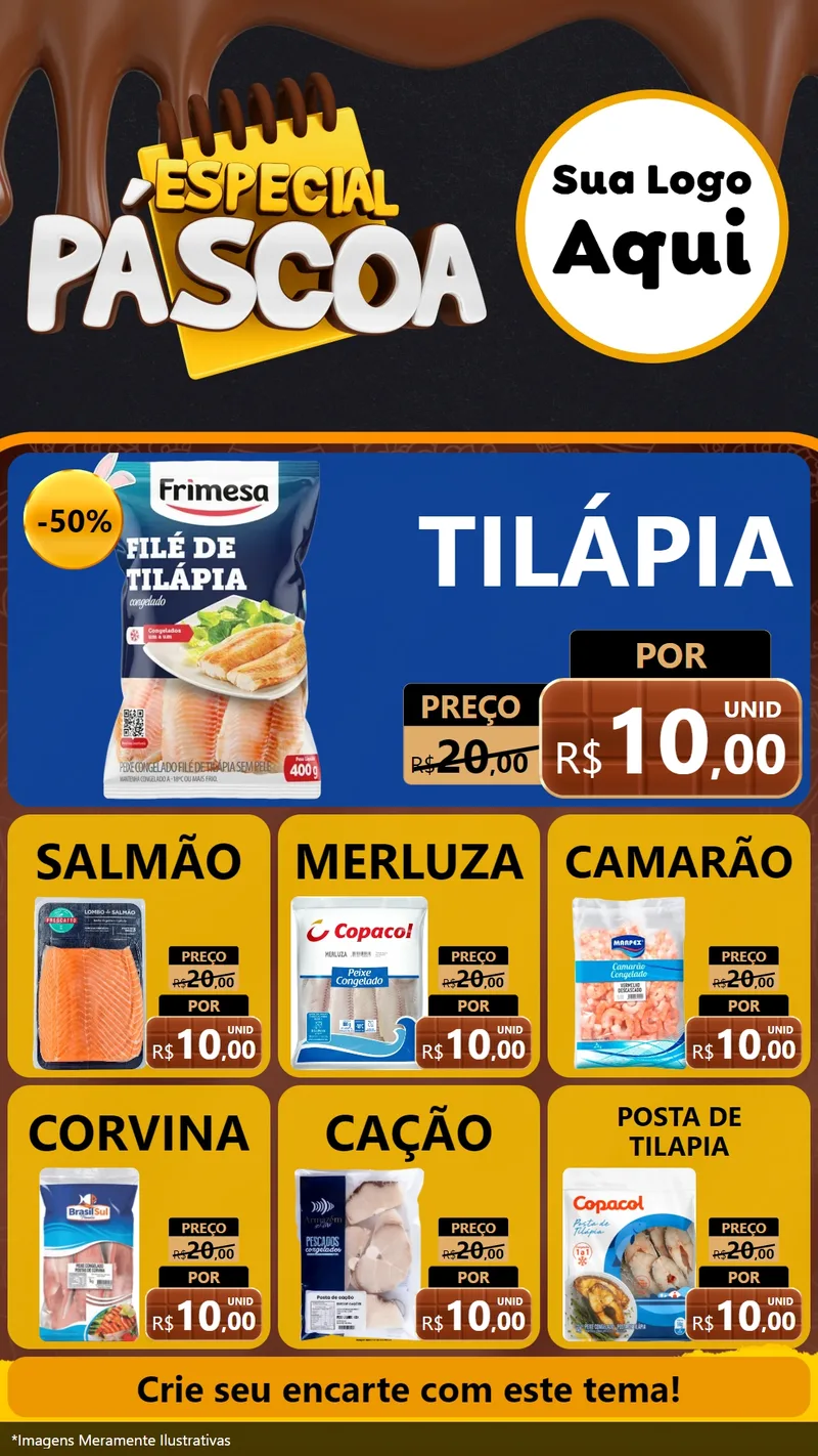 Modelo de Rede Social para Stories com o tema Especial Páscoa para Peixaria