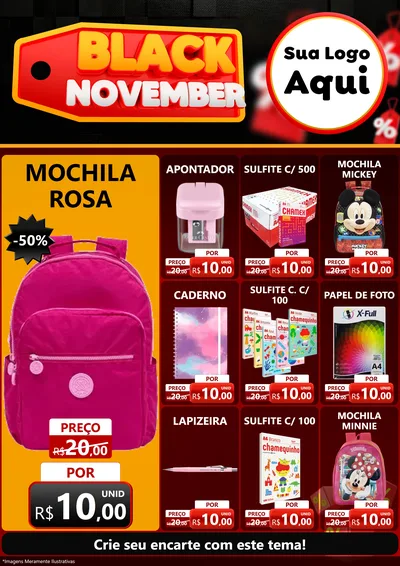 Modelo de Encarte para Encarte A4 Vertical com o tema Black November para Papelaria