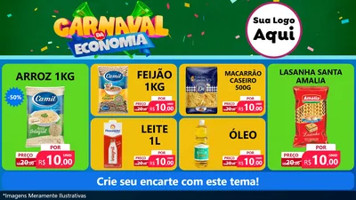 Modelo de TV para TV Horizontal com o tema Carnaval da Economia para Supermercado