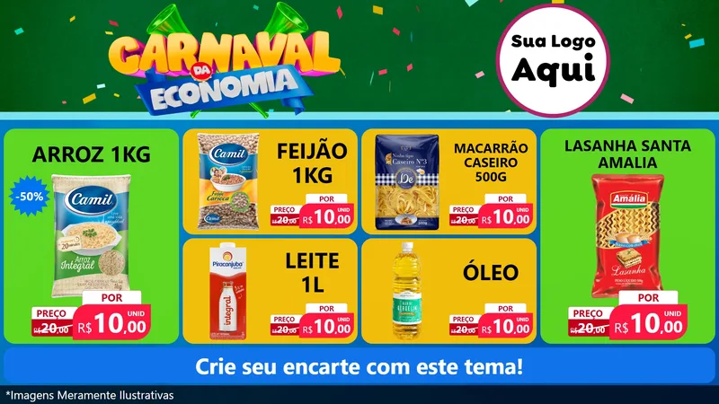 Modelo de TV para TV Horizontal com o tema Carnaval da Economia para Supermercado