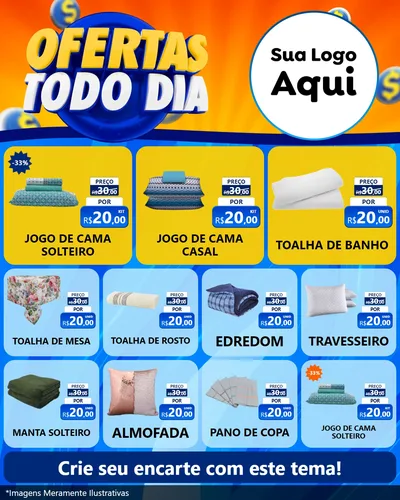 Modelo de Rede Social para Feed Instagram com o tema Ofertas Todo Dia para Cama, Mesa e Banho