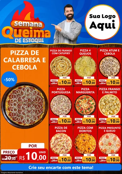 Modelo de Encarte para Encarte A4 Vertical com o tema Semana Queima de Estoque para Pizzaria