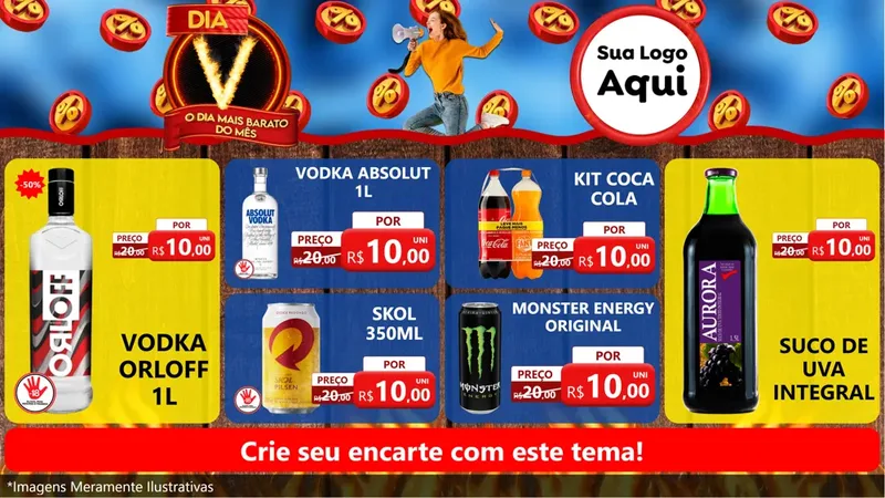 Modelo de TV para TV Horizontal com o tema Dia V - O Dia Mais Barato Do Mês para Distribuidora de bebidas