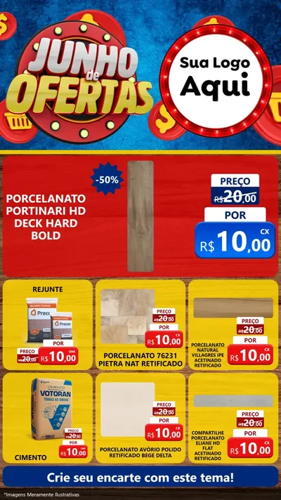 Modelo de Rede Social para Stories com o tema Junho de Ofertas para Pisos e revestimentos