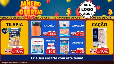 Modelo de TV para TV Horizontal com o tema Janeiro de Ofertas É Aqui! para Peixaria