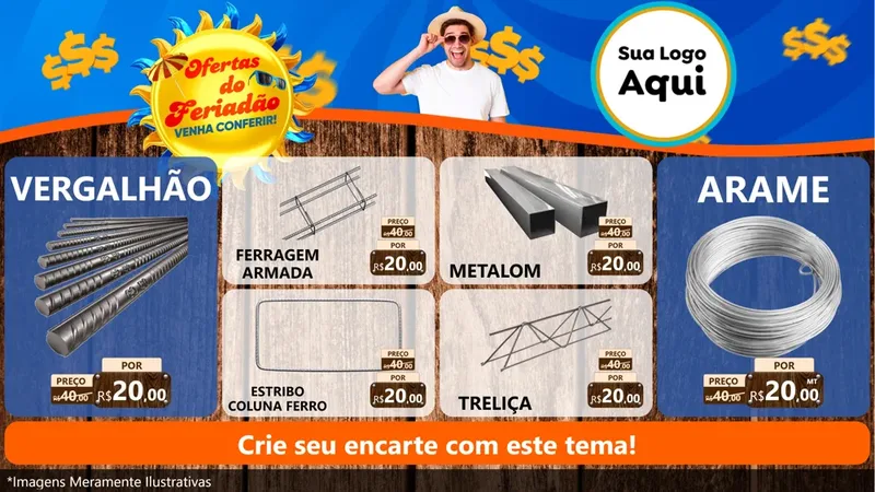 Modelo de TV para TV Horizontal com o tema Ofertas do Feriadão para Ferragens