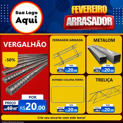Modelo de Rede Social para Feed Facebook com o tema Fevereiro Arrasador para Ferragens