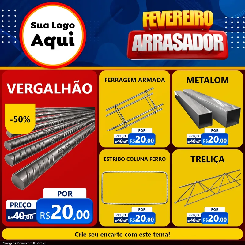 Modelo de Rede Social para Feed Facebook com o tema Fevereiro Arrasador para Ferragens