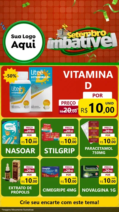 Modelo de Rede Social para Stories com o tema Setembro Imbatível para Farmácia