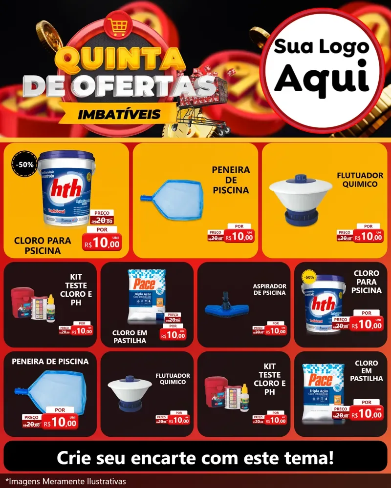 Modelo de Rede Social para Feed Instagram com o tema Quinta de Ofertas Imbatíveis para Produtos para Piscina
