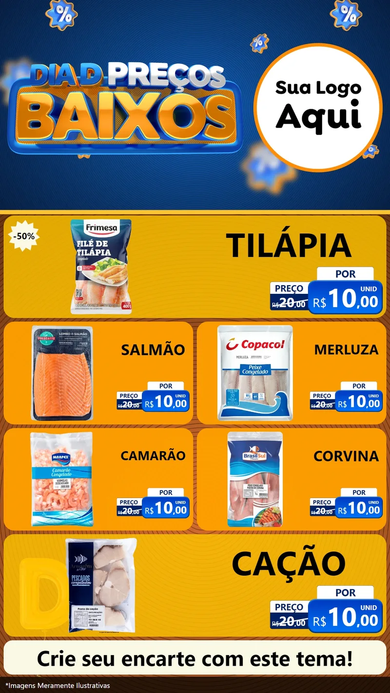 Modelo de TV para TV Vertical com o tema Dia D Preço Baixo para Peixaria
