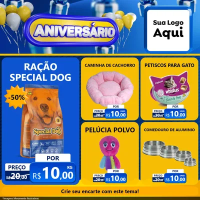 Modelo de Rede Social para Feed Facebook com o tema Aniversário para Pet Shop