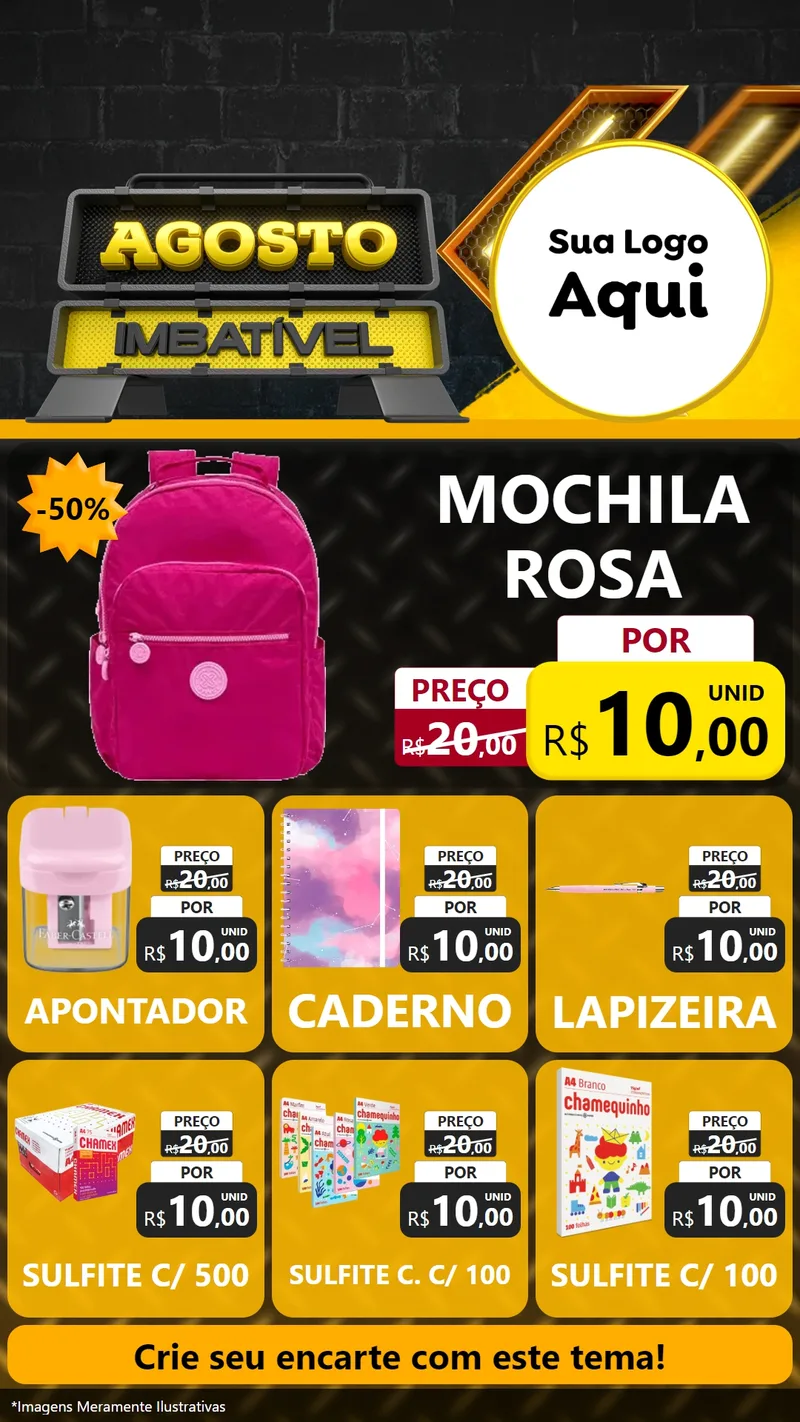 Modelo de Rede Social para Stories com o tema Agosto Imbatível para Papelaria