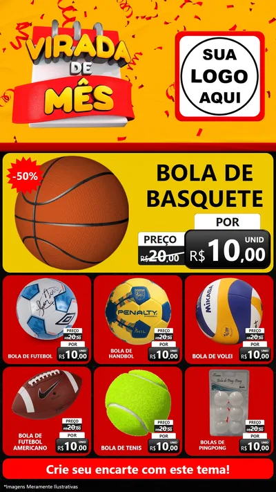 Modelo de Rede Social para Stories com o tema Virada de Mês para Artigos Esportivos