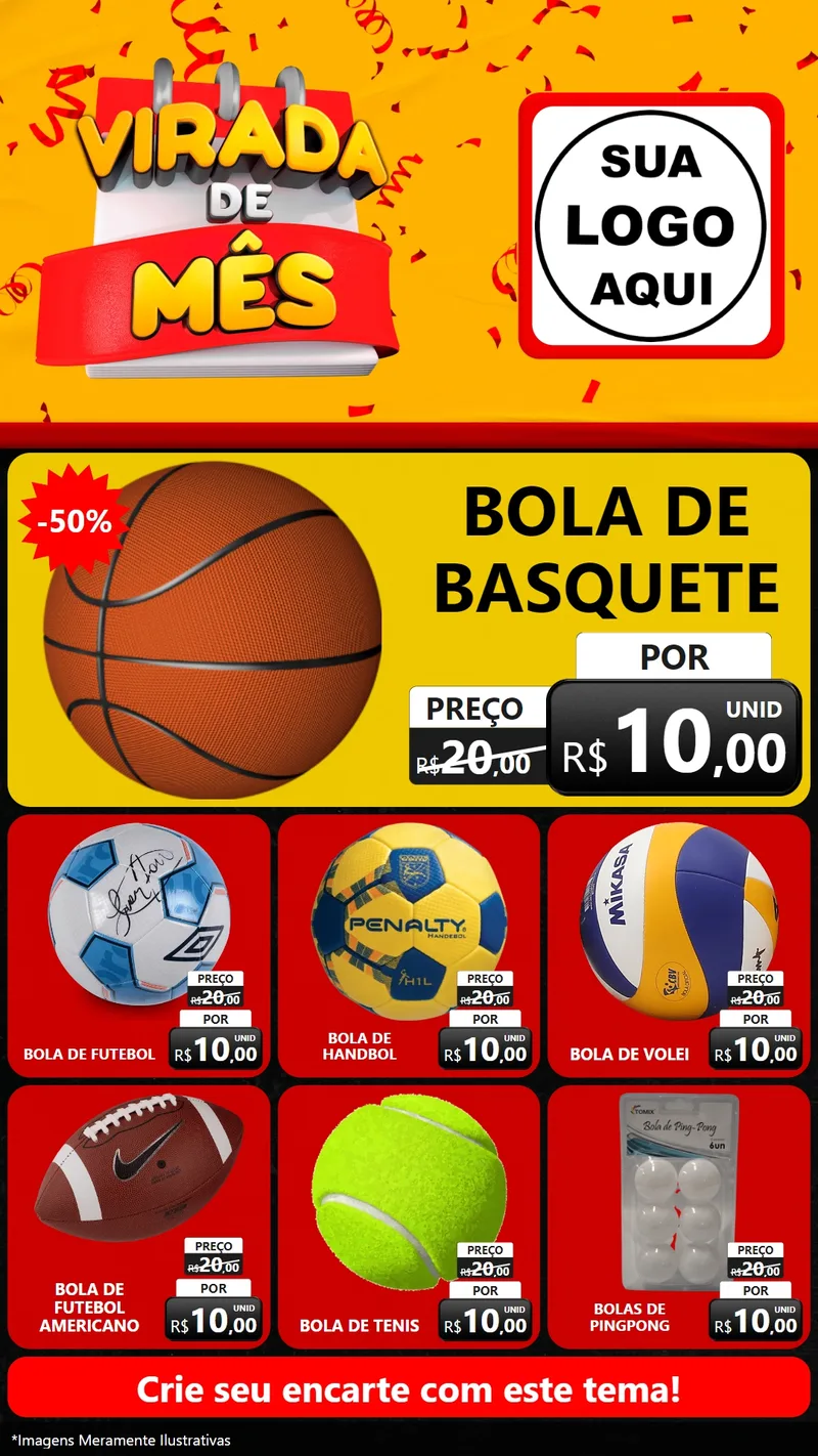 Modelo de Rede Social para Stories com o tema Virada de Mês para Artigos Esportivos