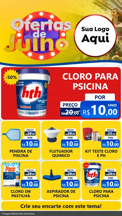 Modelo de Rede Social para Stories com o tema Ofertas de Julho para Produtos para Piscina